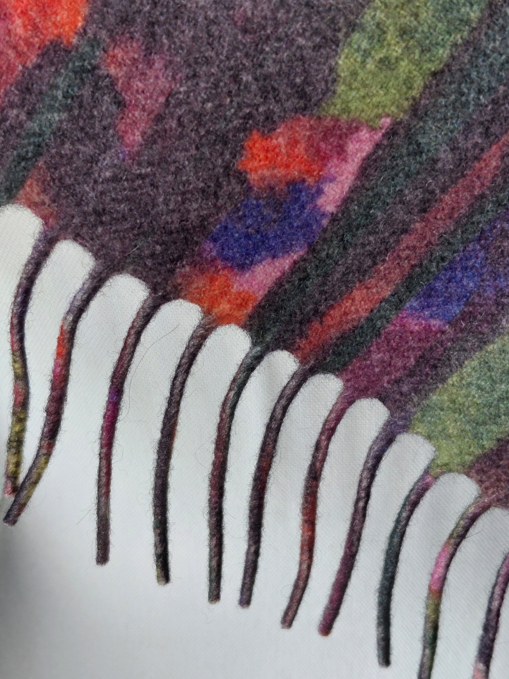 Blossom Garden Italy Wool Cashmere Scarf Wrap Shawl Paisley Medallion Fringe - Picture 7 of 10